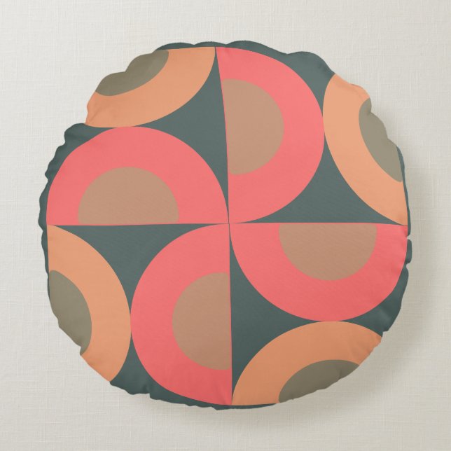 Modern lax och olivolja från medelårhundradet rund kudde (Framsidan)