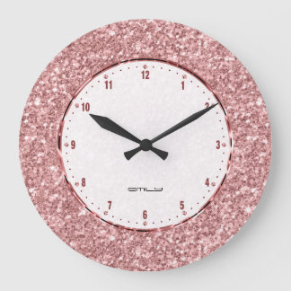 Modern lax Rosa Glitter Struktur Stor Klocka