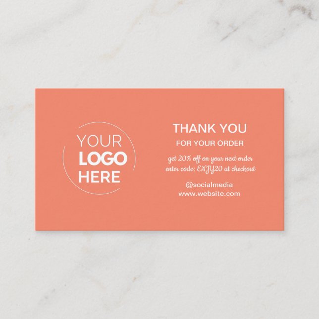 Modern lax-Rosa - Tack för minimalistisk Logotyp Visitkort (Framsida)