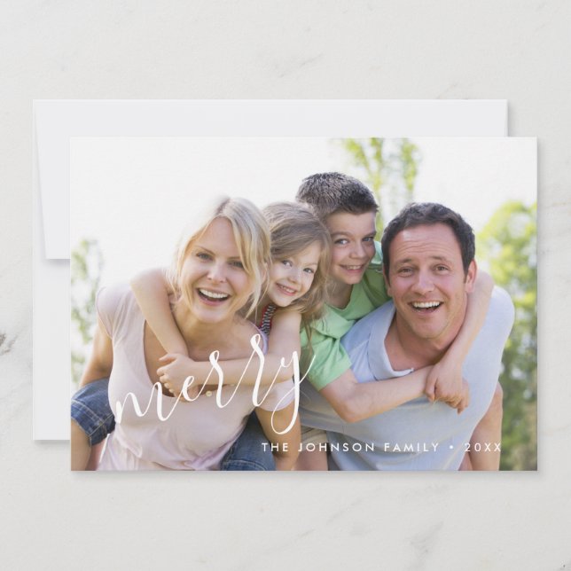 Modern Leaf Glad Jul Fotokort Julkort (Framsida)