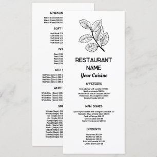 Modern Leaf, Restaurang Slimline Meny