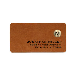 Modern Leather Guld Monogram-Returadress Adressetikett