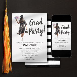 Modern Leavers Studenten Girl Prom Party Inbjudningar