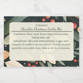 Modern Leaves and Berries Christmas Baking Mix Mat Etiketter