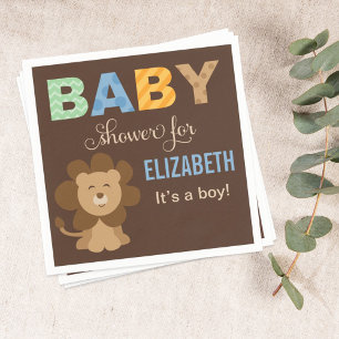 Modern Lejon jungle Animal Boy Baby Shower Pappersservett