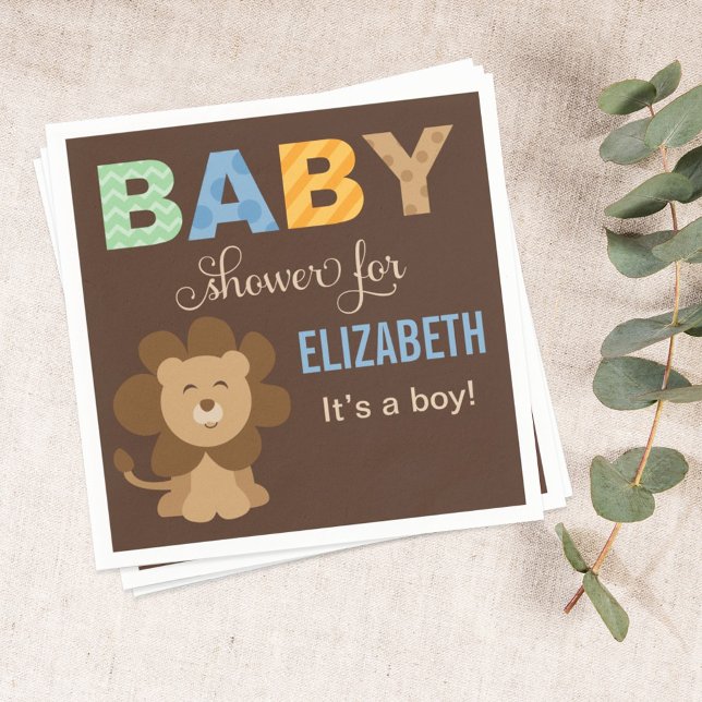 Modern Lejon jungle Animal Boy Baby Shower Pappersservett (Skapare uppladdad)