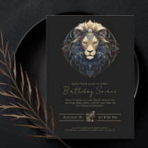 Modern Lejon Zodiac-symbol Black Guld Sol-nr Leo