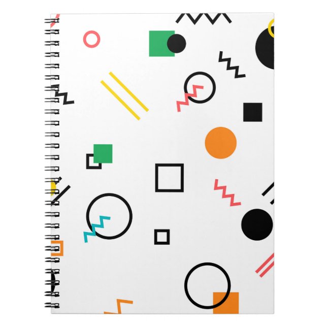 Modern, lekfull, coola, trendig, Memphis geometris Anteckningsbok (Framsidan)