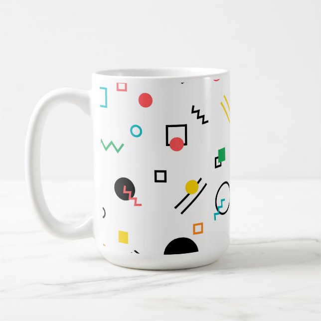 Modern, lekfull, coola, trendig, Memphis geometris Kaffemugg (Vänster)