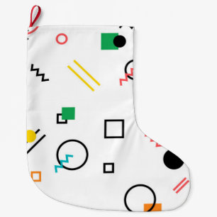 Modern, lekfull, coola, trendig, Memphis geometris Stor Julstrumpa