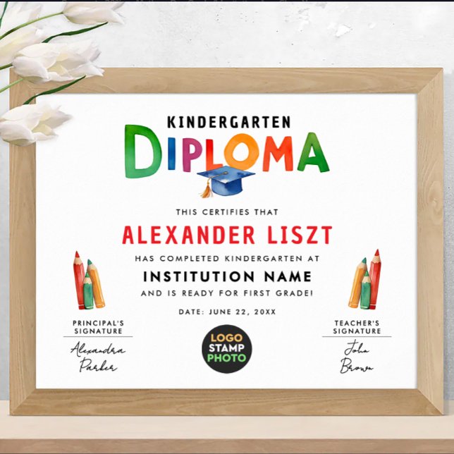 Modern Lekfull Färgrik Typo Barn Examensbevis Logo Poster (Skapare uppladdad)