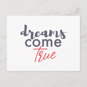 Modern lekfull grafik med Dreams Kom True Vykort