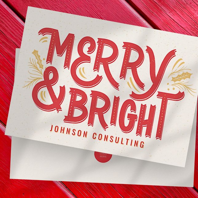 Modern lekfull merry och en ljus julhandel julkort (Skapare uppladdad)