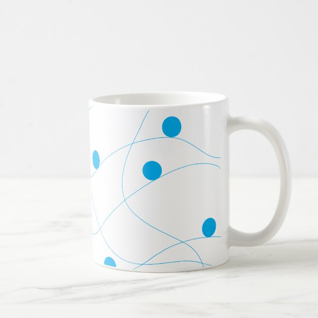 Modern, lekfull, rolig, söt blå kulor mönster kaffemugg (Höger)