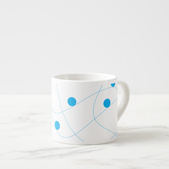 Modern, lekfull, roligt, söt blå bollar mönster espressomugg (Framsida höger)