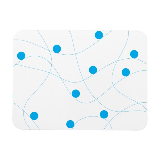 Modern, lekfull, roligt, söt blå bollar mönster magnet (Horisontell)