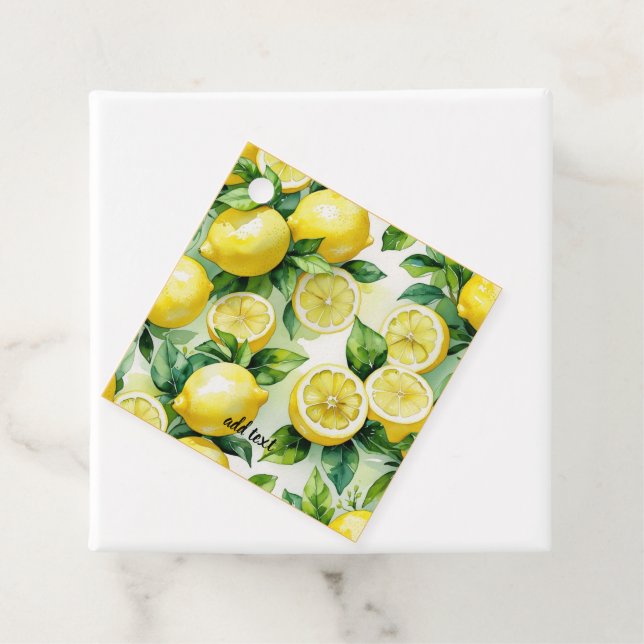 Modern lemon blå blomster bröllopsdusch i skrivsti gåvor etiketter (På plats)