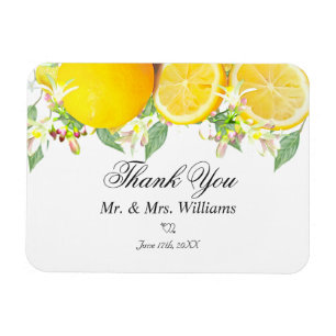 Modern Lemon Boho Sommar Bröllop Tack Magnet