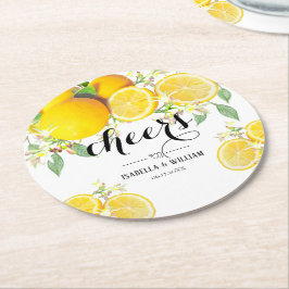 Modern Lemon Boho, sommaren Bröllop Underlägg Papper Rund