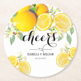 Modern Lemon Boho, sommaren Bröllop Underlägg Papper Rund
