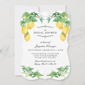 Modern Lemon Citrus Floral Elegant Bridal Shower Inbjudningar