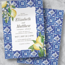 Modern Lemon Foliage Blue Mediterranean Bröllop
