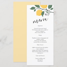 Modern Lemon Foliage Calligraphy Bröllop Menu