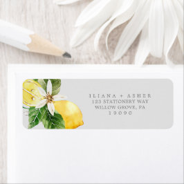 Modern Lemon Garden | Grått-returadressetikett Returadress Etikett