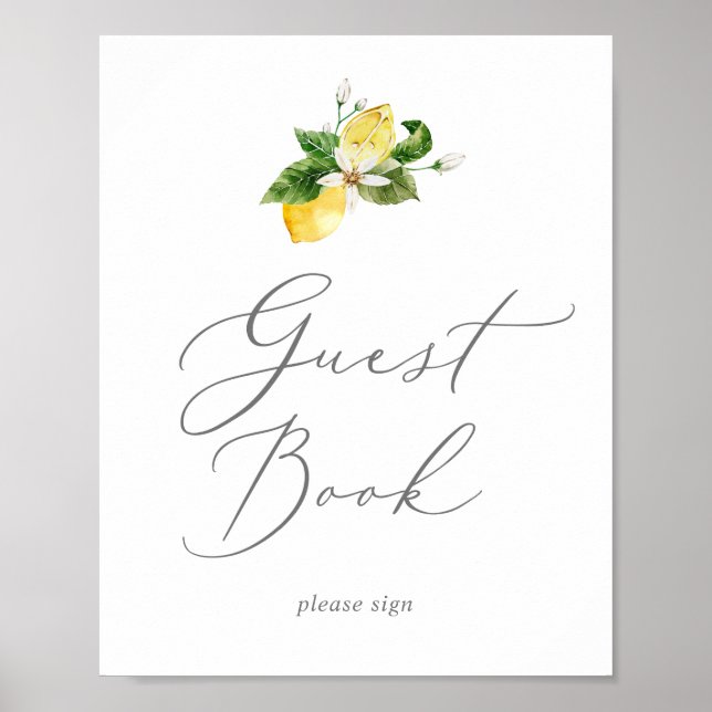 Modern Lemon Garden Guest Bok-tecken Poster (Framsidan)