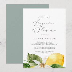 Modern Lemon Garden Lingerie Shower Inbjudningar