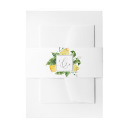 Modern Lemon Garden Monogram Bröllop Band För Inbjudningskort