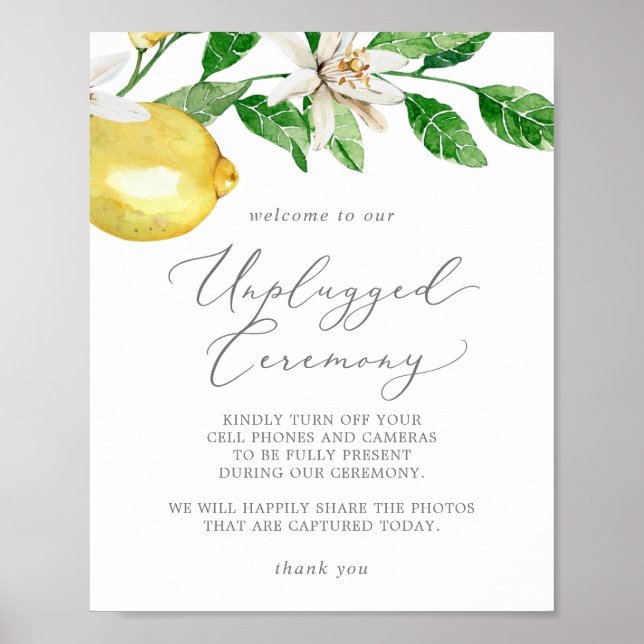 Modern Lemon Garden Unplugged Ceremony Poster (Framsidan)