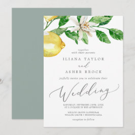 Modern Lemon Garden Wedding Inbjudningar