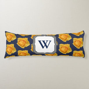 Modern Lemon Gul ros & Navy Initial Brev Kroppskudde