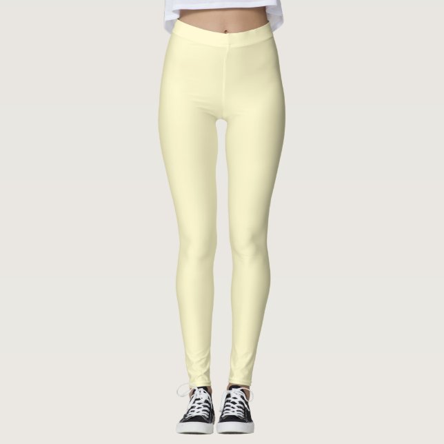 Modern Lemon Gult Plain Solid Färg Leggings (Framsida)