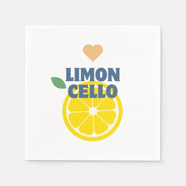 Modern Lemon Heart Limoncello Vitt Pappersservett (Framsidan)
