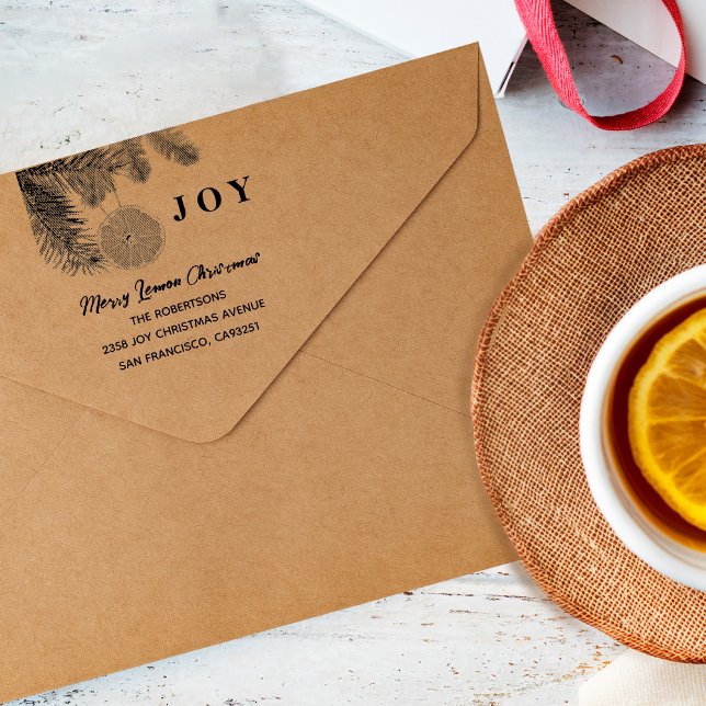 Modern Lemon Orange God jul Joy Självfärgande Stämpel (Skapare uppladdad)