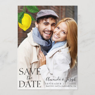 Modern Lemon Photo Save Date Inbjudningar
