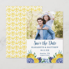 Modern Lemon Sommar Bröllop spara datum Datumet