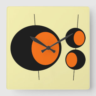 Modern LEMON STARBURST KITCHEN Clock från mitten Fyrkantig Klocka