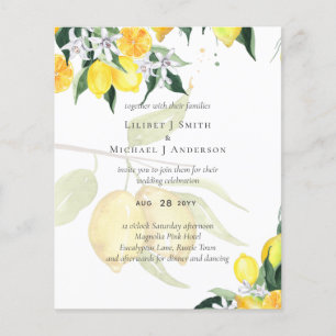 Modern Lemon Träd bröllopsinbjudan Elegant Flygblad