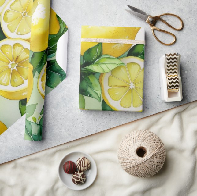 Modern lemonblå blomsterbröllopsskrivning presentpapper (Hantverk)