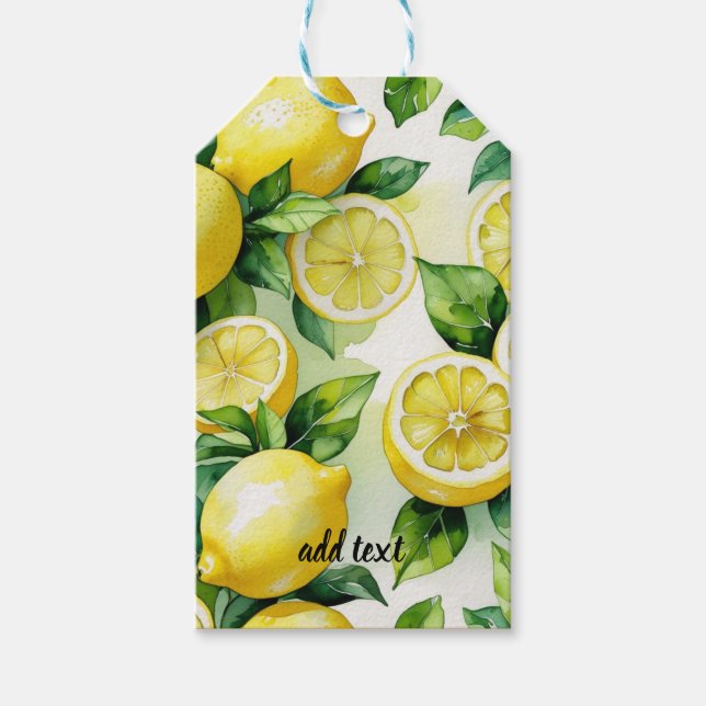 Modern lemonblå blomsterglättad bröllopsfest presentetikett (Framsidan)