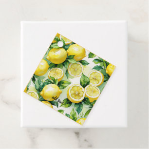 Modern lemonblå blomsterlig skrift bröllopsdusch gåvor etiketter