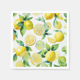 Modern lemonblå blomsterlig skrift bröllopsdusch pappersservett