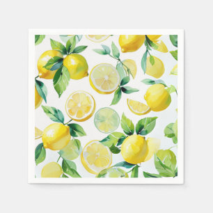 Modern lemonblå blomsterlig skrift bröllopsdusch pappersservett