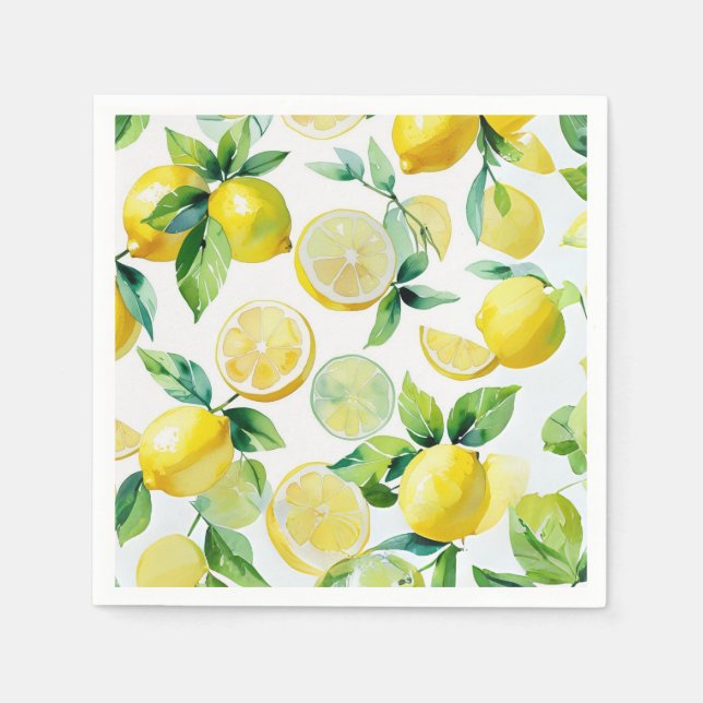 Modern lemonblå blomsterlig skrift bröllopsdusch pappersservett (Framsidan)