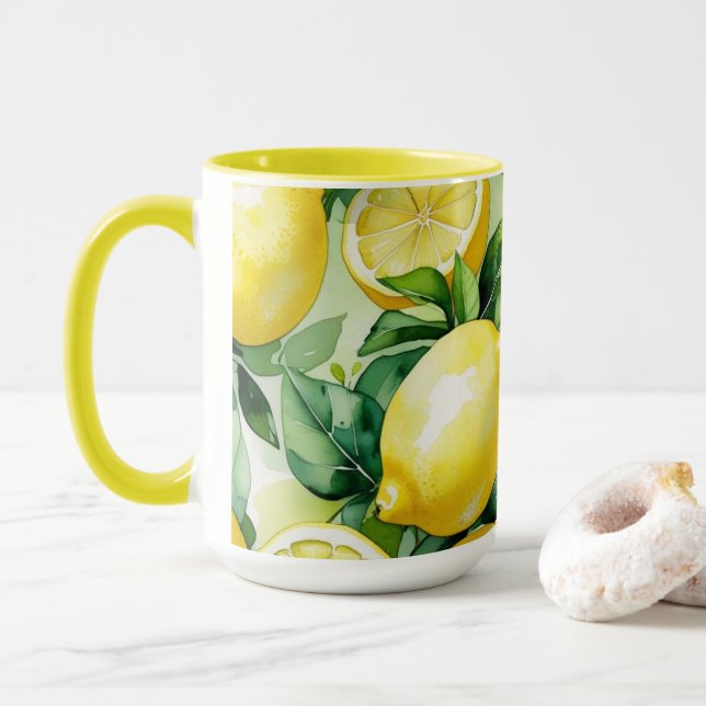 Modern lemonblå blomsterlig skriftlig bröllopsdusc mugg (Med munk)