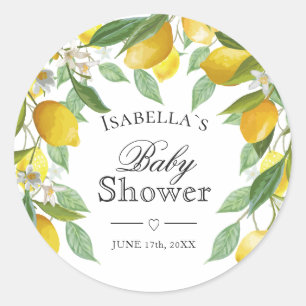 Modern Lemons Boho Summer Baby Shower Runt Klistermärke