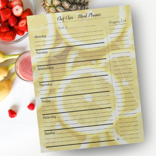 Modern Lemons Meal Planner & Trendig Livsmedel Lis Anteckningsblock